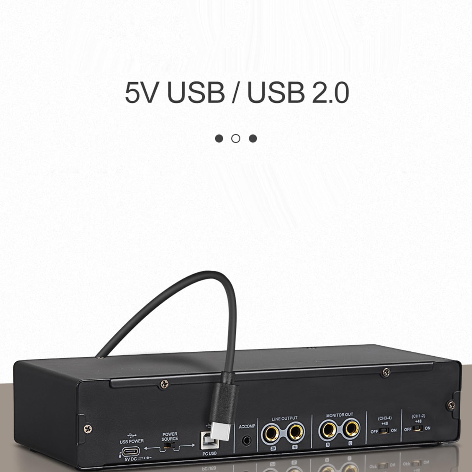 Four-Channel Sound Card for Studio-Quality Recordings Sound Card with 48vPhantom Power &USB DC5V Power