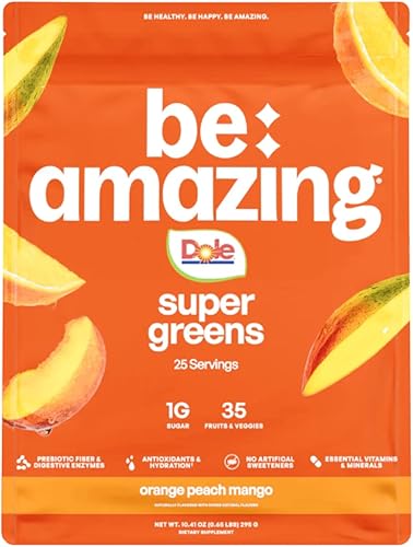 BEAM be Amazing Super Greens - Polvo con prebióticos, enzimas digestivas y antioxidantes Suplementos energéticos, 18 frutas y 8 verduras Mezcla de