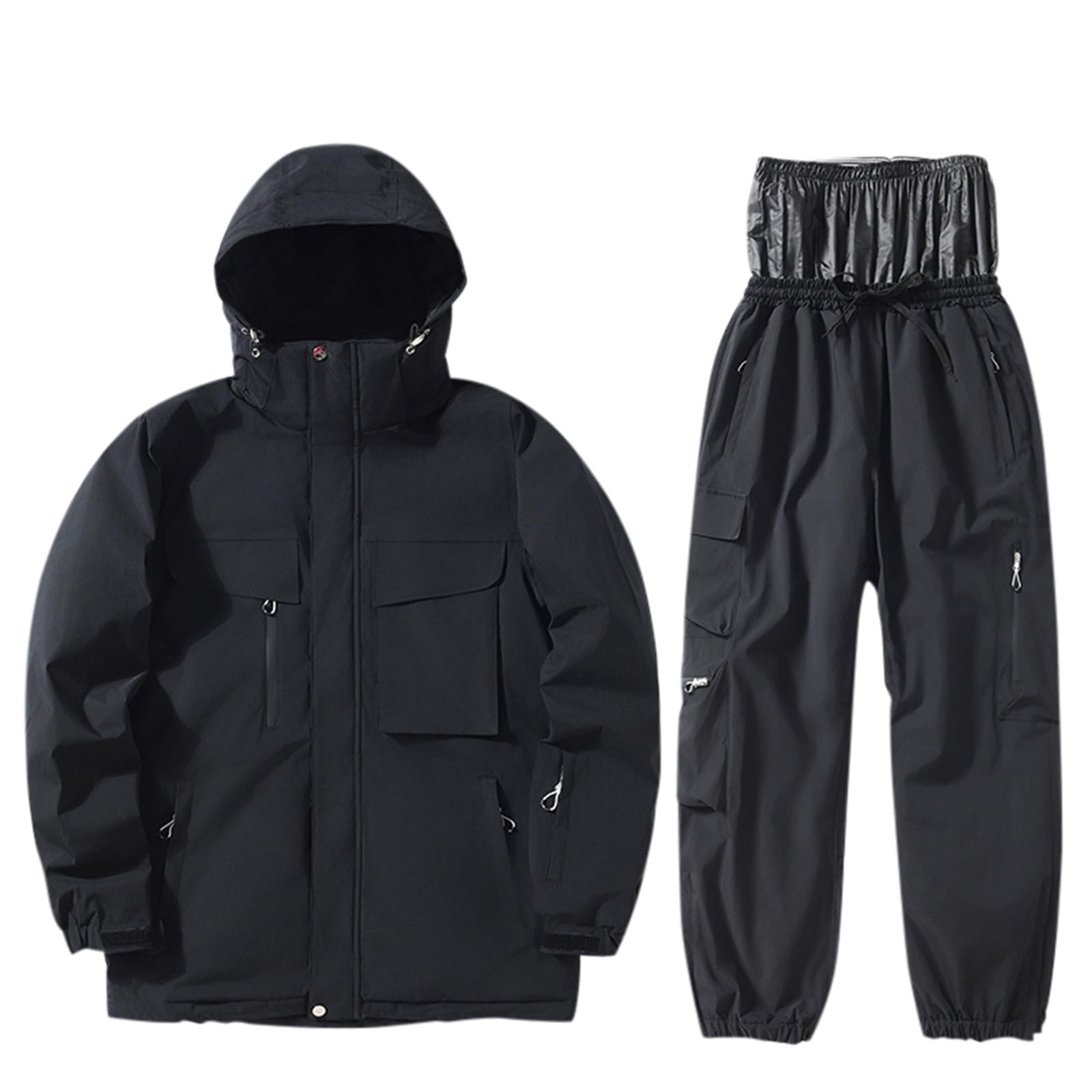 Tenue de Ski Homme Femme Hiver Chaude Épais Ensemble Ski Unisexe avec Veste Softshell Impermeable et Pantalon Imperméable Ensemble Hiver 2 Pièces Combinaison de Neige Snowboard Vêtements Imperméables