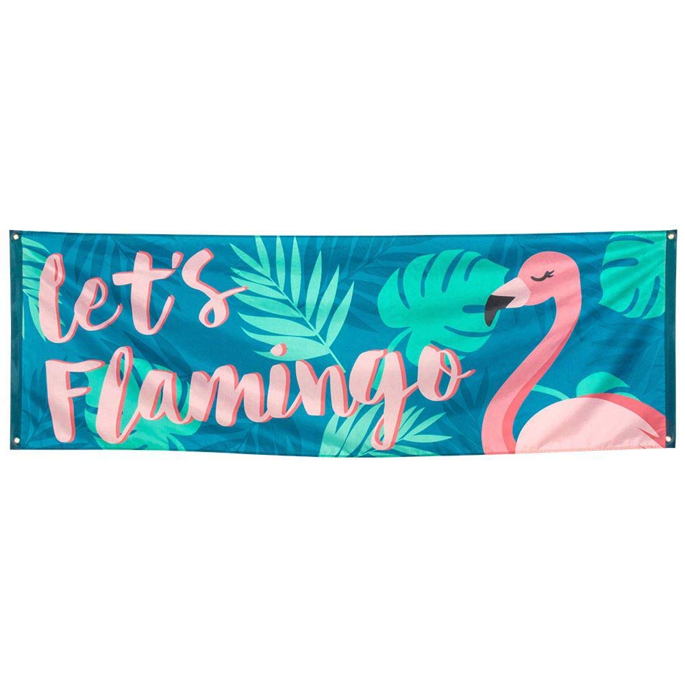 Boland 52552 Banner Let's Flamingo 74 x 220 cm Polyester Wall Decoration Hanging Decoration Flag Party Decoration Birthday Beach Party Theme Party Carnival Colourful