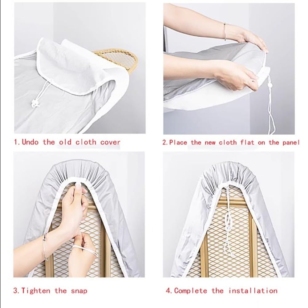 Funda y Almohadilla para Tabla de Planchar de 12 x 36, 12 x 38 Pulgadas, Almohadilla de algodón para Tabla de Planchar, Funda Ajustable para Tabla de Planchar, Funda de Repuesto e