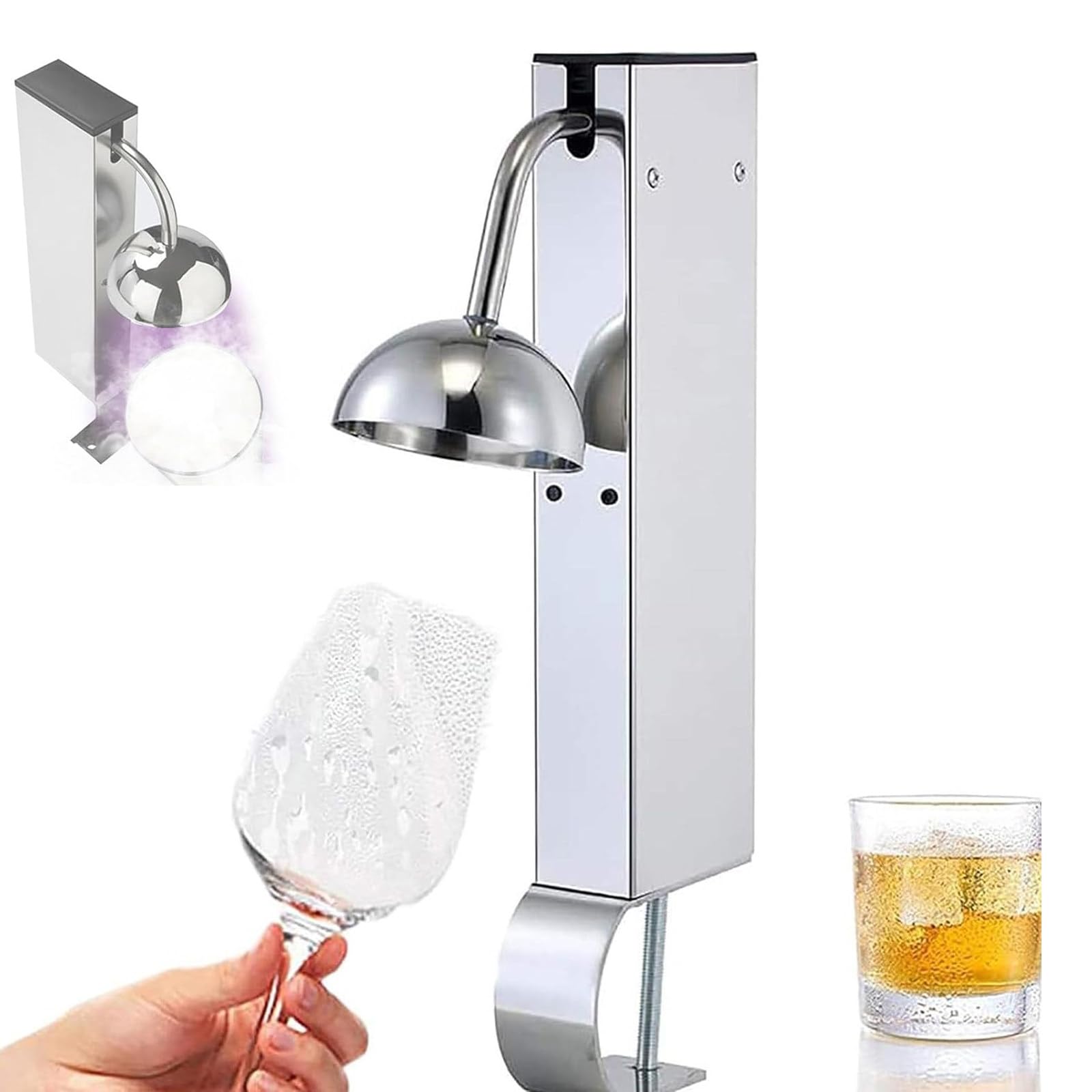 BeoyNot Commercial CO2 Glass Froster, 1 Cup per 8 Seconds, Stainless Steel Glass Chiller for Beer, Wine, Cocktails, Instant Cup Cooler for Restaurant