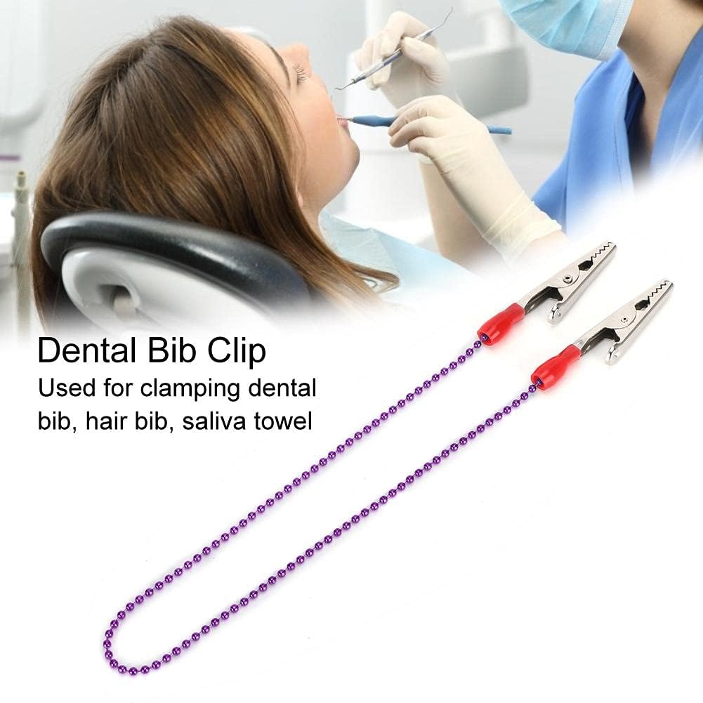 Coprifilo Porta Bianco Clip A Coccodrillo Con Catena A Sfera In Metallo - Per Bavaglini, Tovaglioli, Laboratori, Dentista, Flessibile Clip Coccodrillo Generica - Foto 2