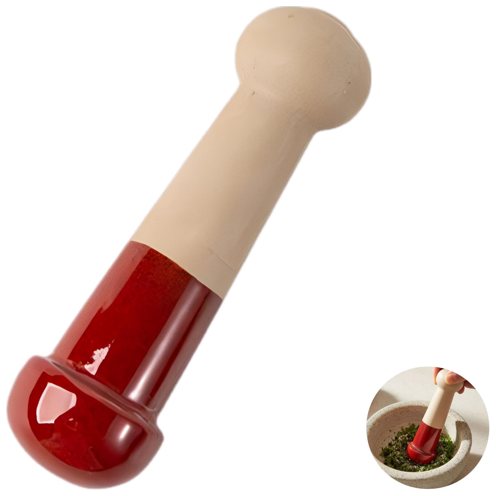 Bol de broyage en céramique et pilon, mortier manuel pour ail 240 mL, poignée ergonomique, émail cuit au four, moulin à épices pour complément alimentaire et sésame, pilon en bois massif 11,9 cm