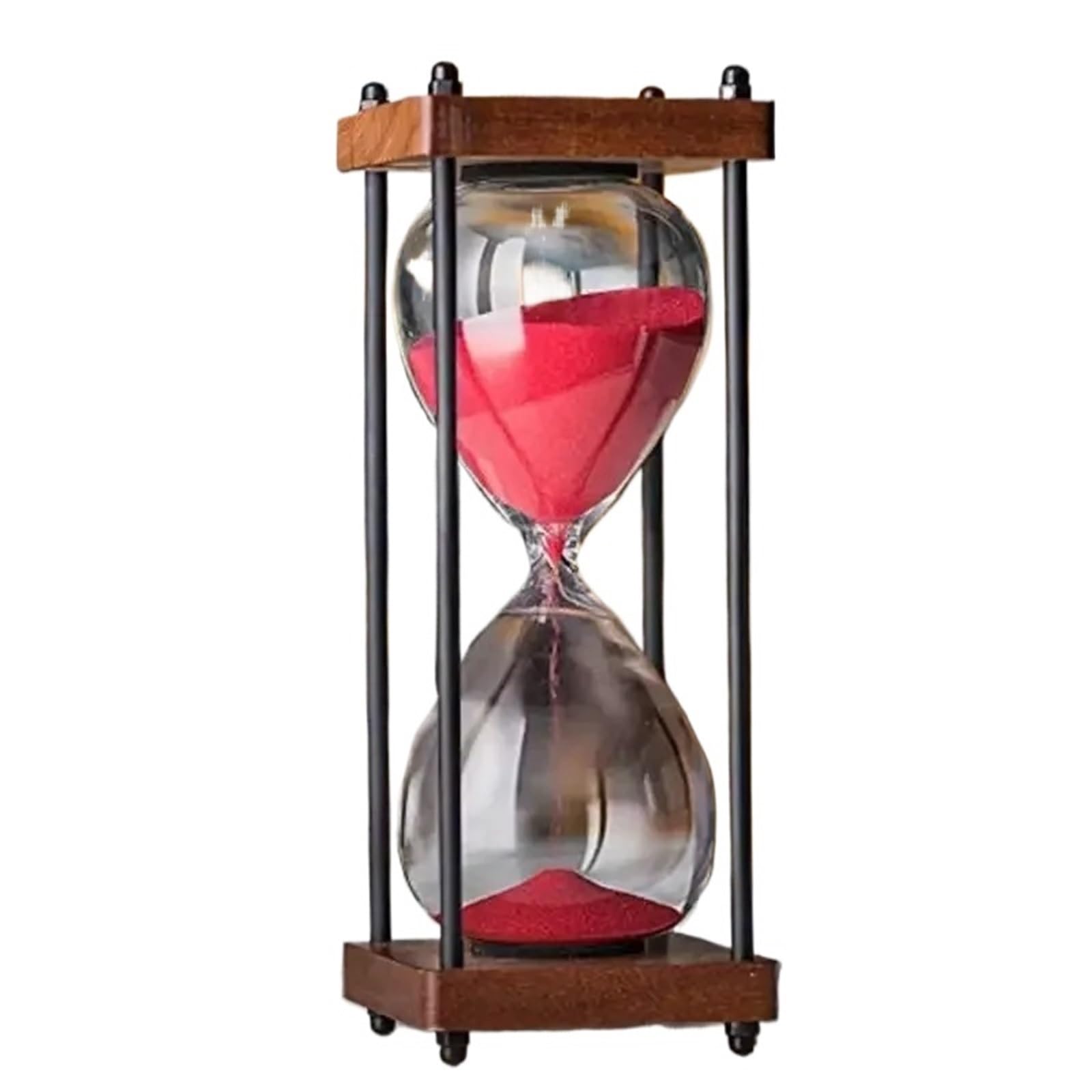 Wooden Hourglass Timer, Hourglass Sand Timer 60 Minute(Red)