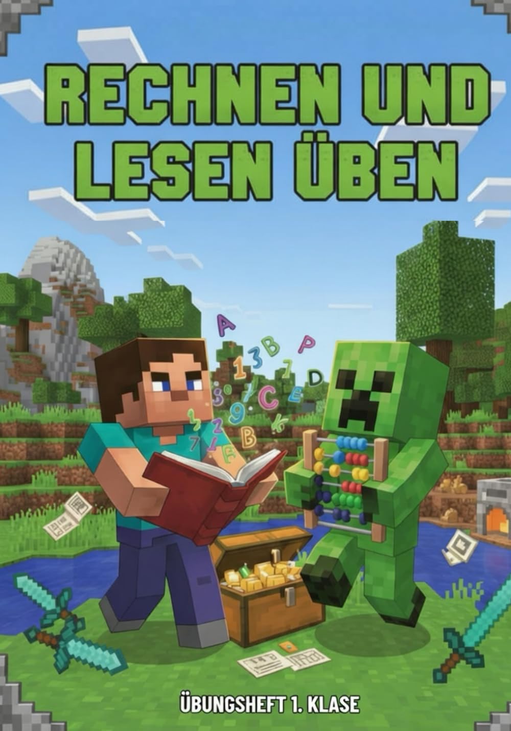 Rechnen, schreiben und lesen Üben: Übungsheft für die 1. Klasse: Inoffizielles Fan-Buch im Minecraft-Stil