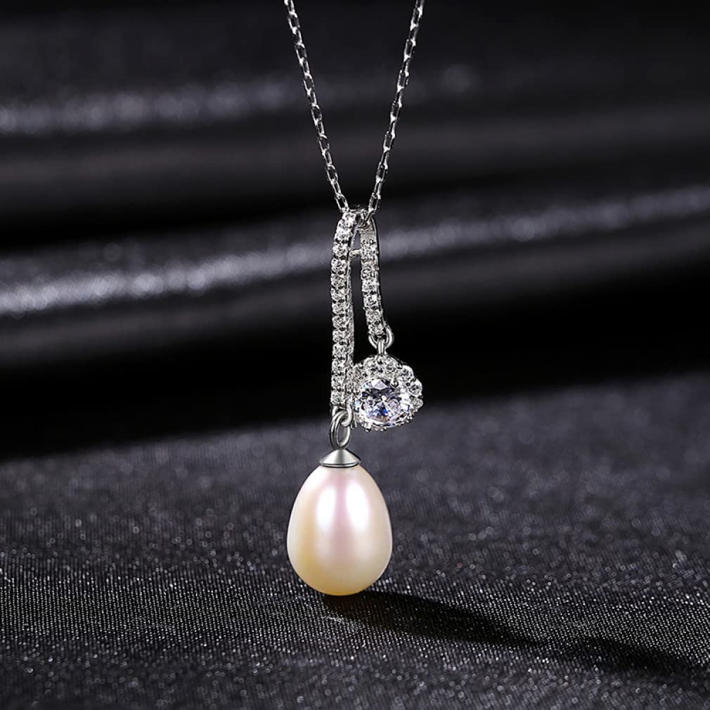 Collar con Colgante de Plata 925 para Mujer, joyería con Forma de Flor de Perla Natural, Regalo de cumpleaños de Navidad