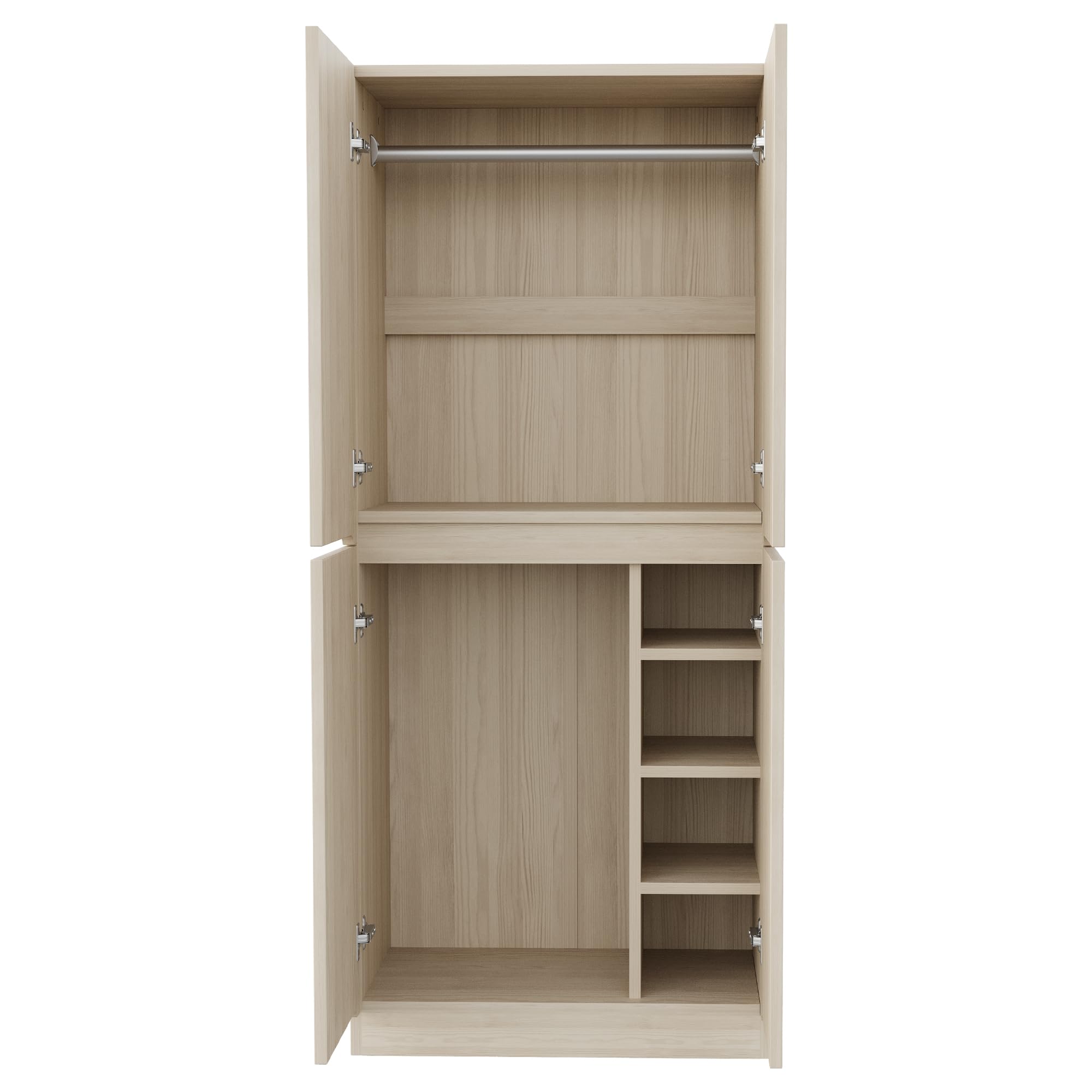 Armario 70 × 40 × 170 cm con diseño de doble puerta, amplio espacio de almacenamiento para la familia, fácil instalación, construcción estable, armario de dormitorio (color madera A)