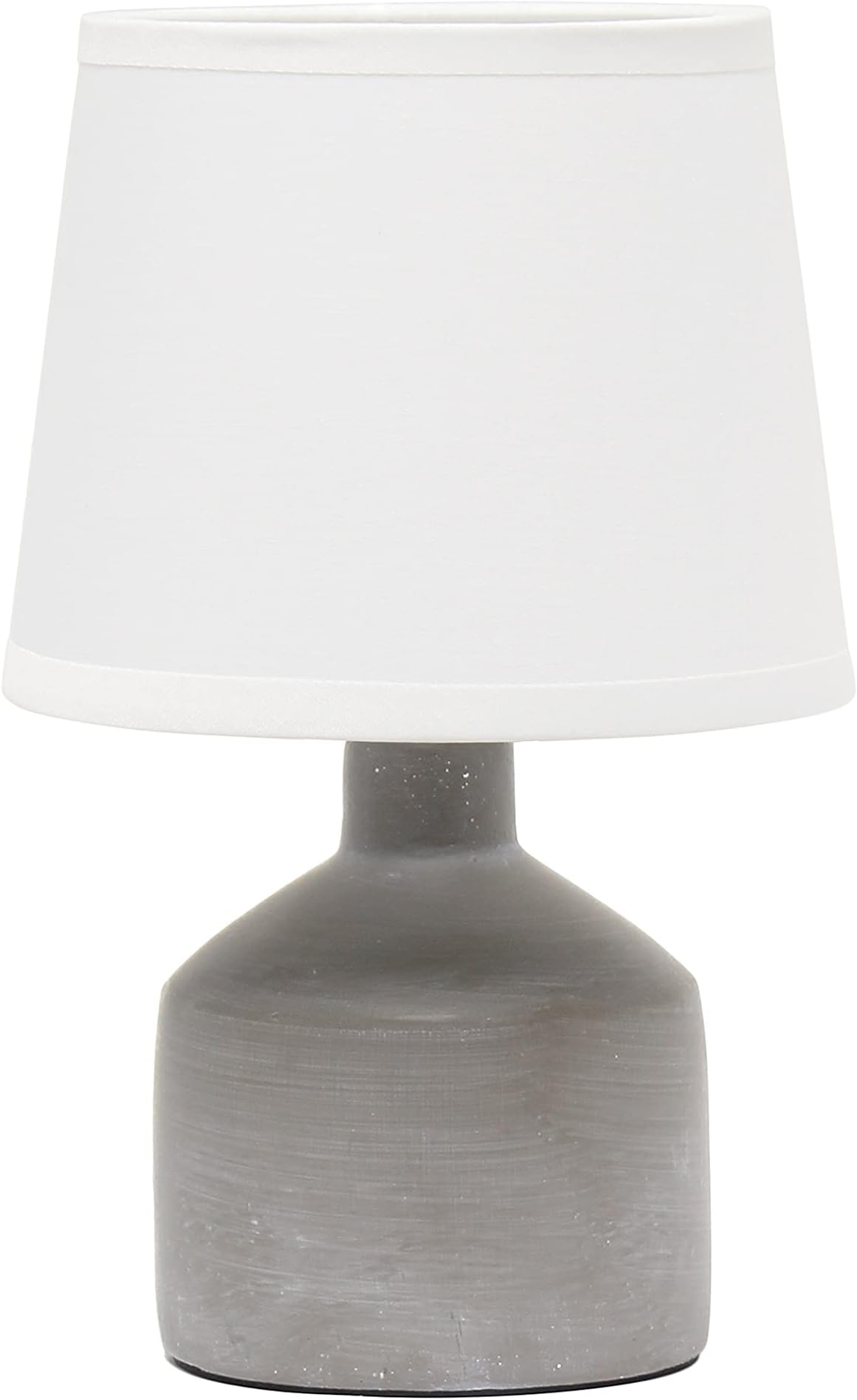 Simple Designs LT2080-GRY Mini Bocksbeutal Concrete Table Desk Lamp with Tapered Drum Fabric White Shade, Gray (Pack of 12)