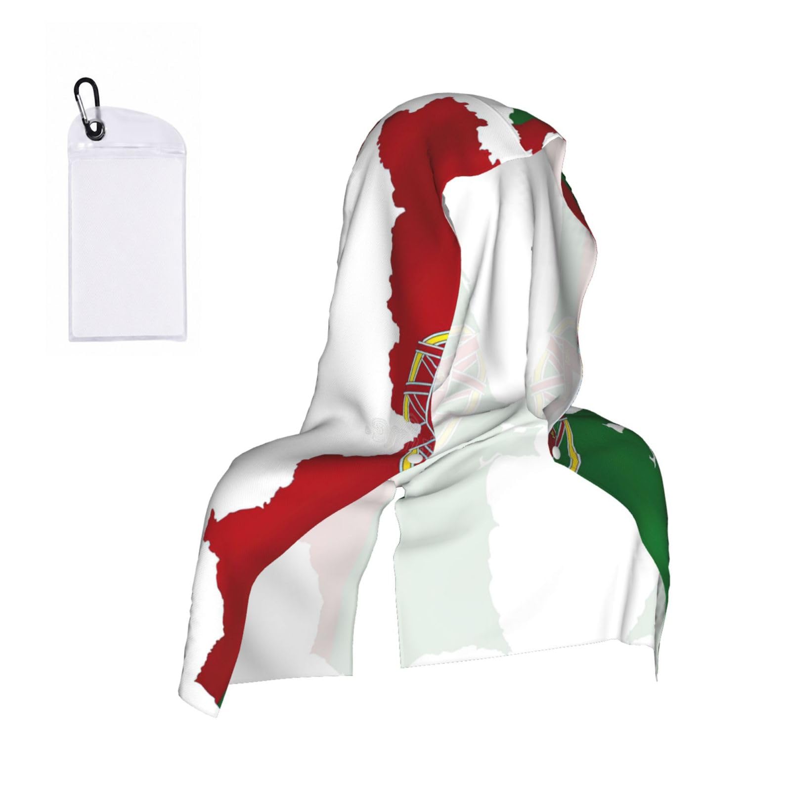DUWAA Portuguese Flag Map Print Cooling Hooded Sports Towel, 30×60cm Quick Drying Summer Cool Head Wrap For Neck And Face