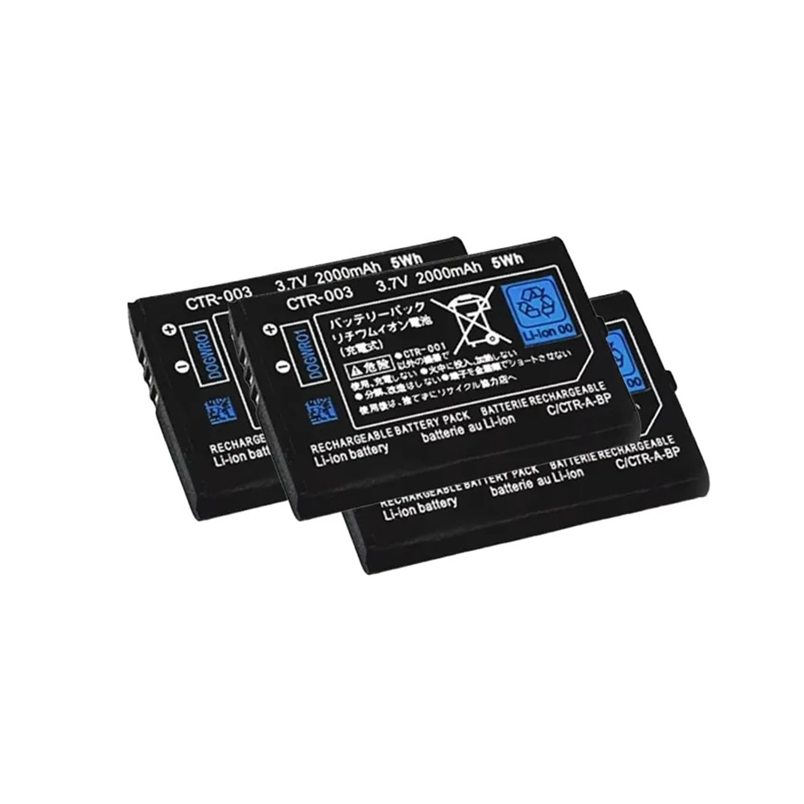 Batterie 2000 mAh haute capacité 3,7 V CTR-003 3DS, compatible avec Nintendo, contrôleur de manette de jeu 3DS N3DS(4pcs)