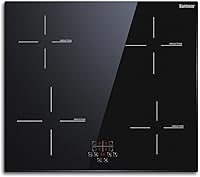 Karinear 24 Inch 4-Burner Induction Cooktop 6400W Drop-In, Timer Child Lock Pause, Vitro Ceramic Glass 220-240V Hardwired