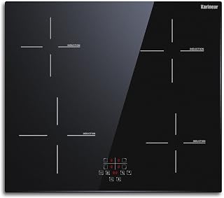 Karinear 24 Inch 4-Burner Induction Cooktop 6400W Drop-In, Timer Child Lock Pause, Vitro Ceramic Glass 220-240V Hardwired