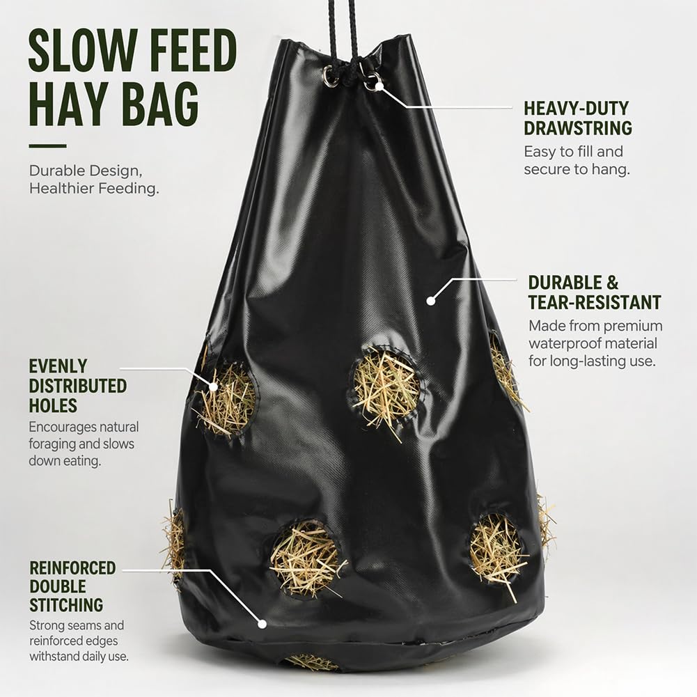 DASIAUTOEM Bolsa de heno para caballos, red de heno para caballos