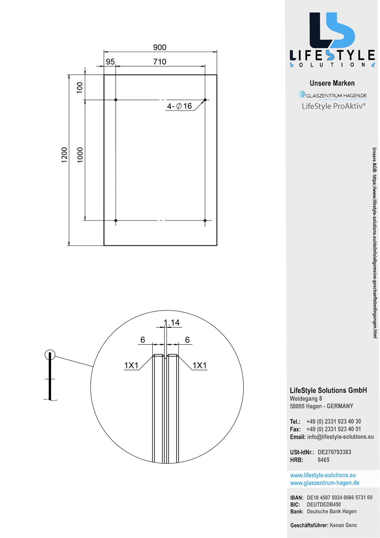 Glaszentrum Hagen - [Typ-CL] Vetro trasparente - Tettoia in vetro - Tettoia - padiglione - Tettoia della porta - Vetro stratificato di sicurezza incl (Typ - V, 120x90cm)