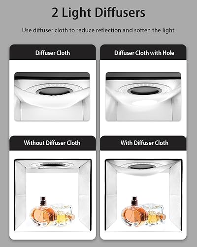 Miniatura 6 de DUCLUS Fotografía de caja de luz, caja portátil de cabina de estudio fotográfico, 10 "x 10" Mini tiendas de campaña de tiro profesional con 104