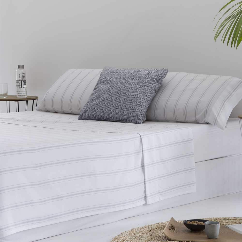 COTTON ARTean Juego sábanas Cama 150 Algodón Orgánico ZUMAYA Blanco | Incluye 4 piezas: encimera, bajera ajustable, 2 fundas de almohada. Certificado OEKO-TEX y GOTS
