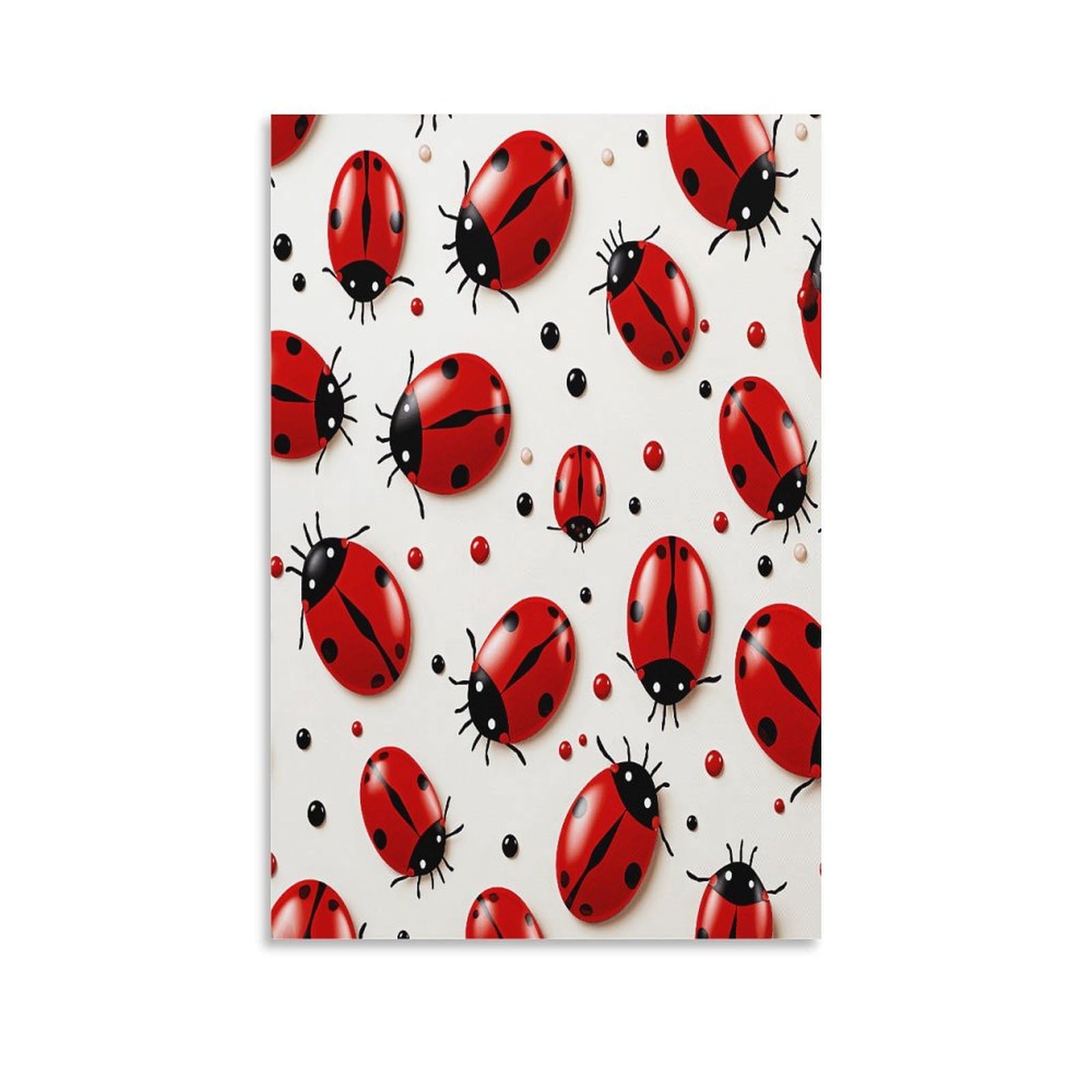 VstaDank Red Ladybug Canvas Wall Art on Canvas Prints Artwork Exquisite Decor Artwork Hang Wall Picture Hangable Decor Painting Picture Printed Poster Art for Home Decor 24x36inch(60x90cm)