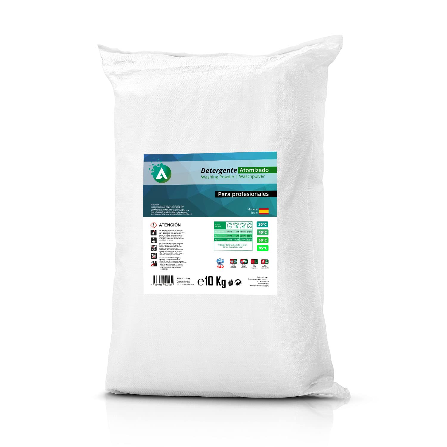 Detersivo in polvere per lavatrice 10 kg - Per capi bianchi e colorati - Azione smacchiante profonda - senza fosfati - Anti-calcare - Uso professionale o domestico - VITACAB Basic