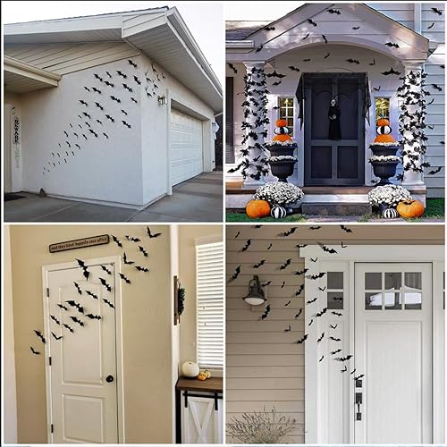 Miniatura 9 de Decoraciones de murciélagos de Halloween  12 murciélagos verdes brillantes, calcomanías de pared para ventana de bricolaje, calcomanías