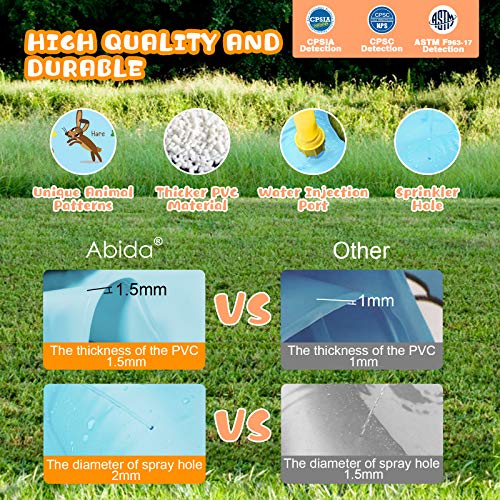 Splash Pad, Abida 86" Large Size Sprinkler Play Mat For Kids, Summer Outdoor Water Toys Fun Backyard Fountain Wading Pool For 3 Age+ Children Girls And Boys #TOP3