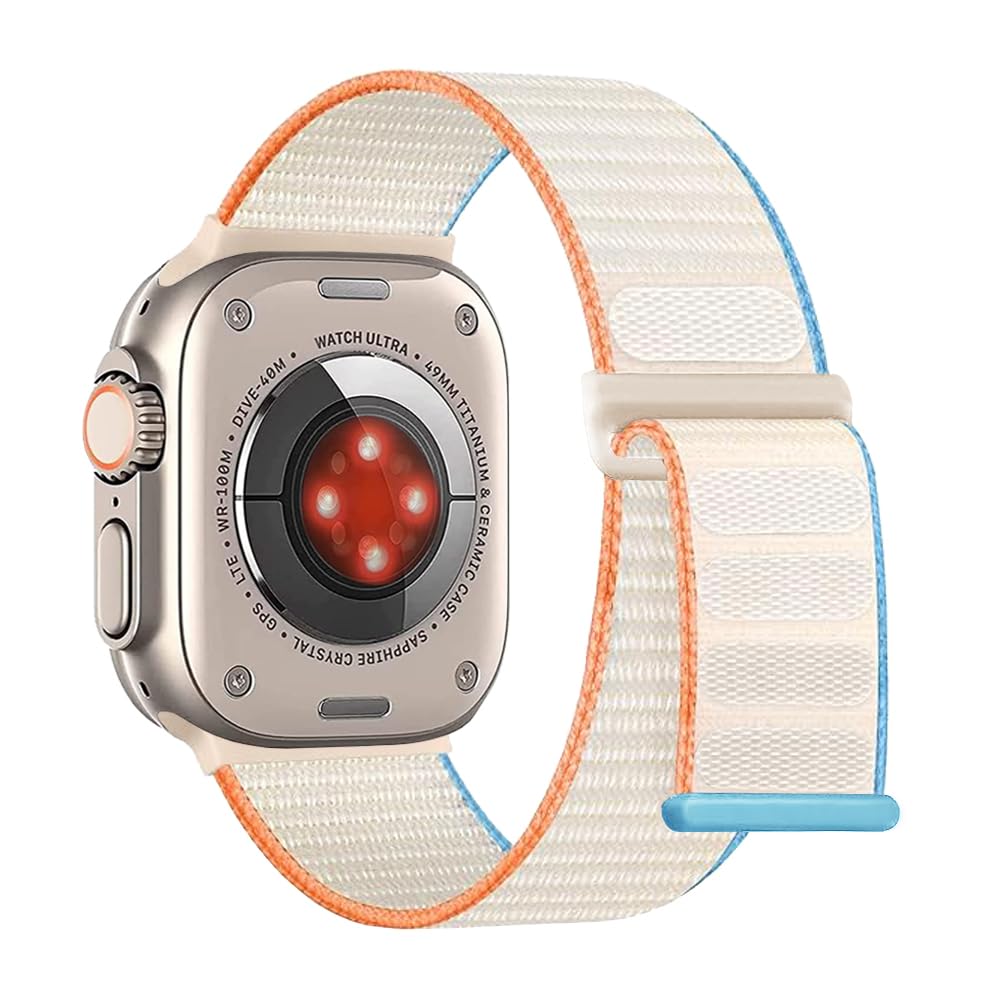 KOZRFEYA Cinturino Trail Loop Compatibile con Apple Watch Ultra 49/45/44/42mm 41/40/38mm, Cinturino Sport Loop Compatibile con iWatch Series 9/8/7/6/5/4/3/2/1/SE (49/45/44/42mm, 1 - Crema)