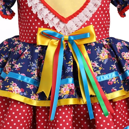 Vestido para niña pequeña estilo Festa Junina con lazo rojo miniatura 4