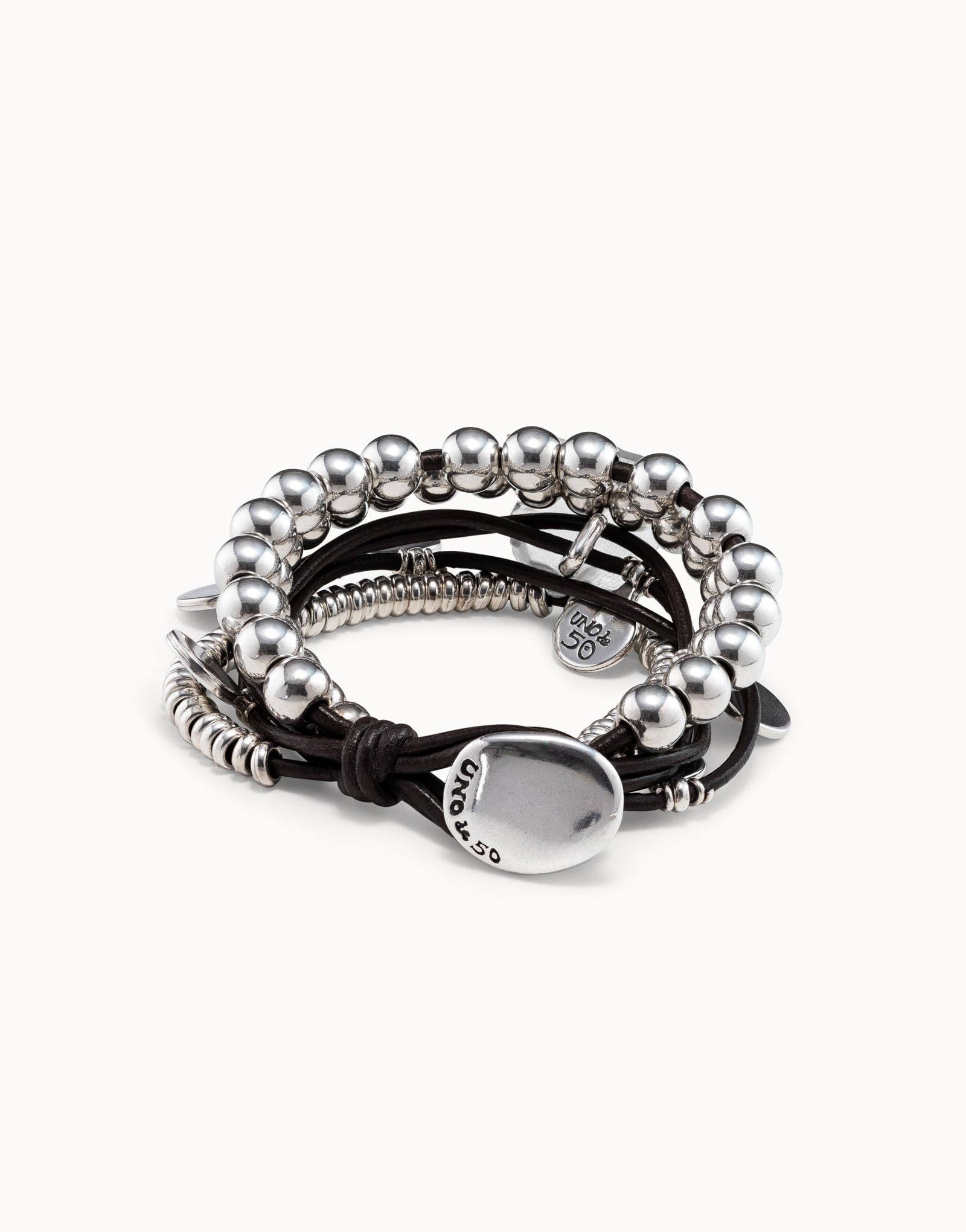 UNO de 50 - Pulsera Colección Clasicos Perlas para Mujer, Plata 925, Color Plata, Talla única, Fabricado en España