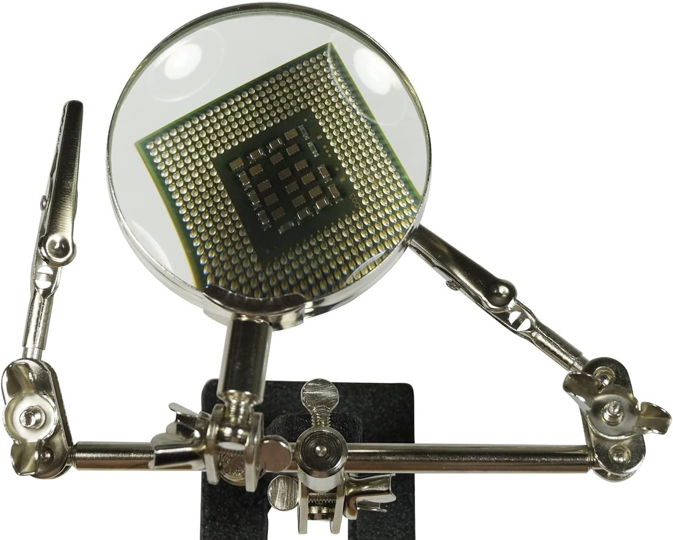 EX ELECTRONIX EXPRESS Adjustable Helping Hand with Magnifying Glass - Holds PCBs and Projects in an Exact Position for Soldering, Hobby Model Assembly, Jewelry Repair