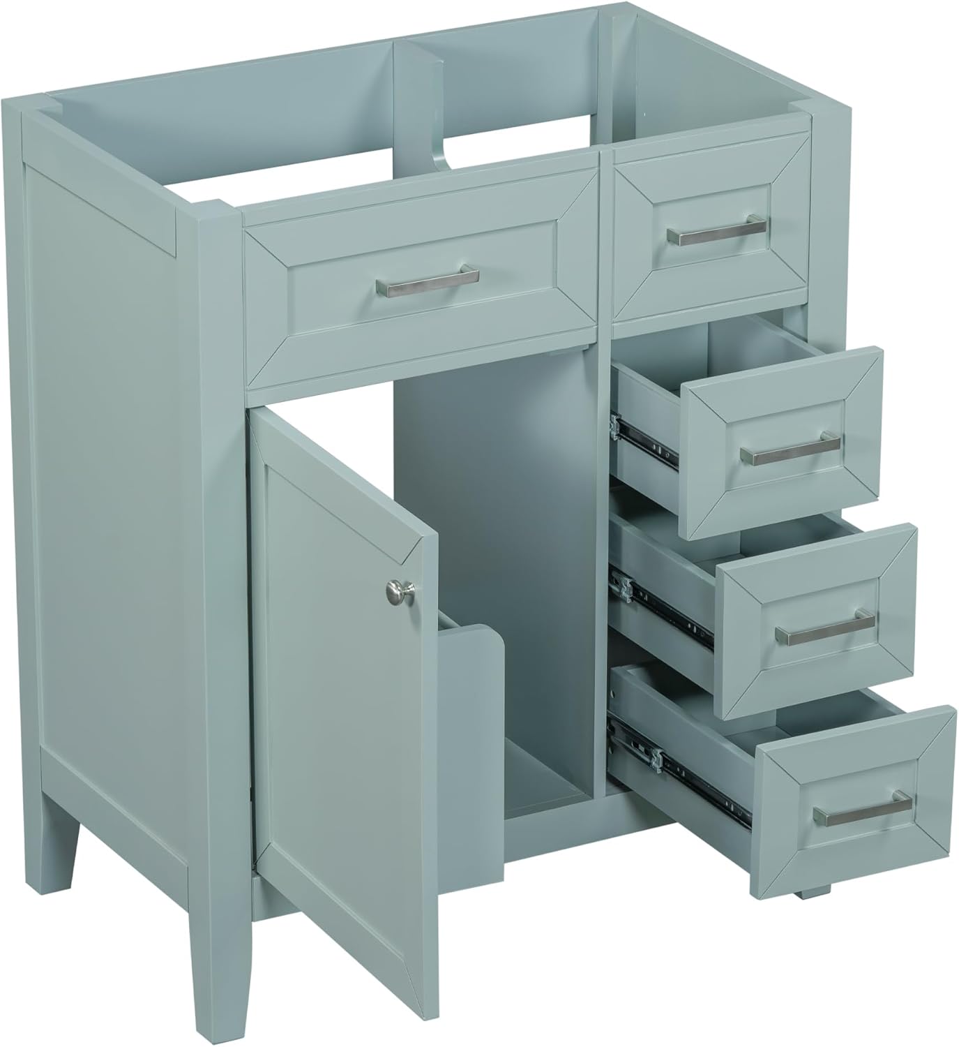Linique 30" Bathroom Vanity Without Top Sink,Cabinet Base Only, Bathroom Storage Cabinet with 3 Drawers,One Door with Shelf Design,Solid Frame and MDF Board,Green