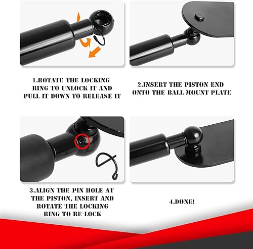 Miniatura 4 de Accesorios de asistencia para puerta trasera de camión compatibles con Ford F-250 F-350 1999-2016 Super Duty Accesorios de amortiguamiento para