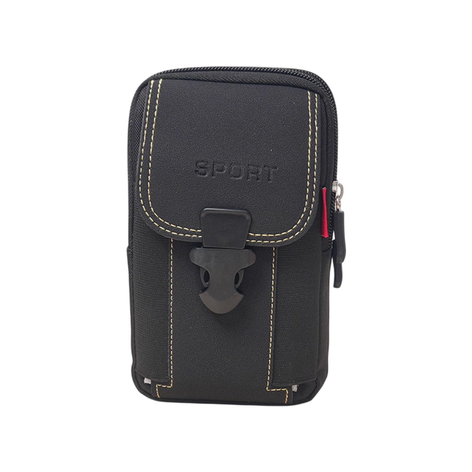 MOMISY Men’s Nylon Multi-Purpose Utility Pouch – Solid Color Outdoor Travel Phone Bag with Buckle Closure(Black)-image-3