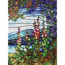Wizardi Needlepoint Canvas for halfstitch Without Yarn After Luis Comfort Tiffany - Landscape with Mallows 2137J Orchidea