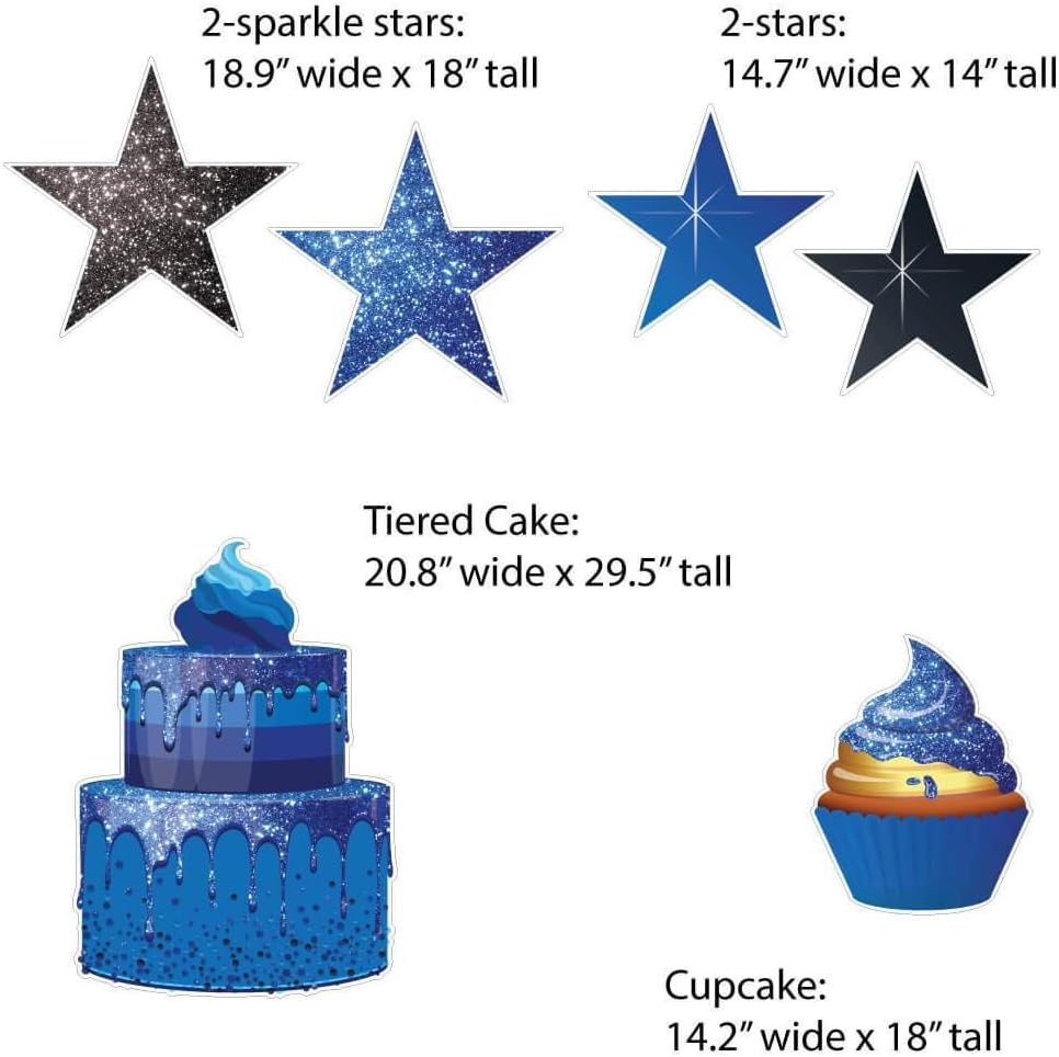 VictoryStore Yard Decorations Dripping Glitter Sparkle Birthday Flair Outdoor Yard Signs Package, 12pcs (Blue Sparkle 18861)