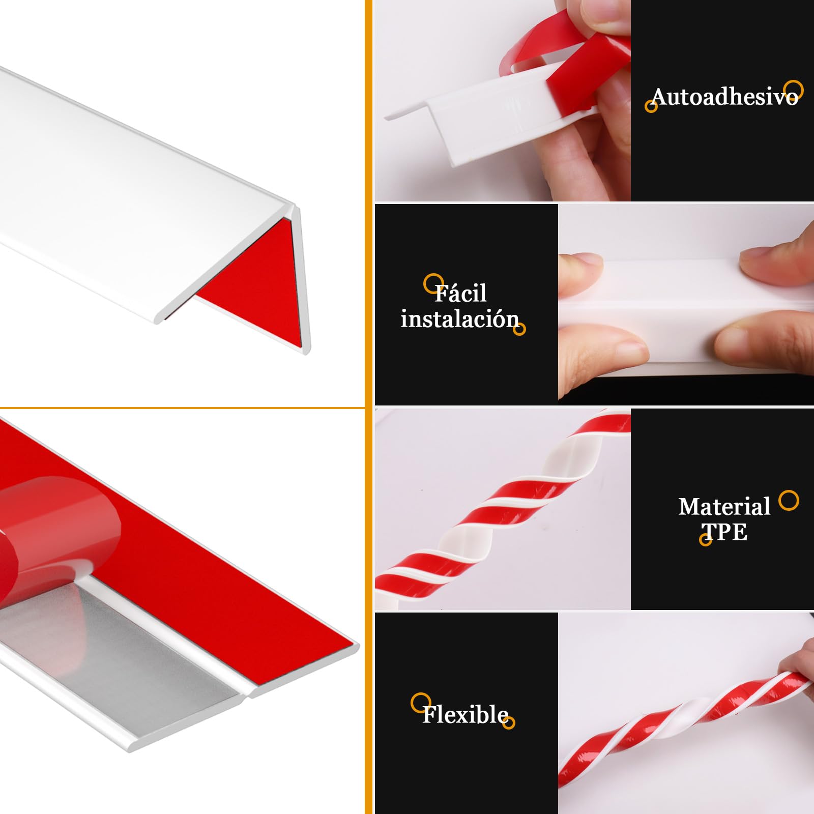 Tiras Auto Adhesivas Protectoras Para Esquinas – Tiras De Base Blandas Y Flexibles Para Puertas, Ventanas, Paredes, Cocina, Azulejos – Rollo Impermeable, Fácil De Cortar, Ideal Para Manualidades