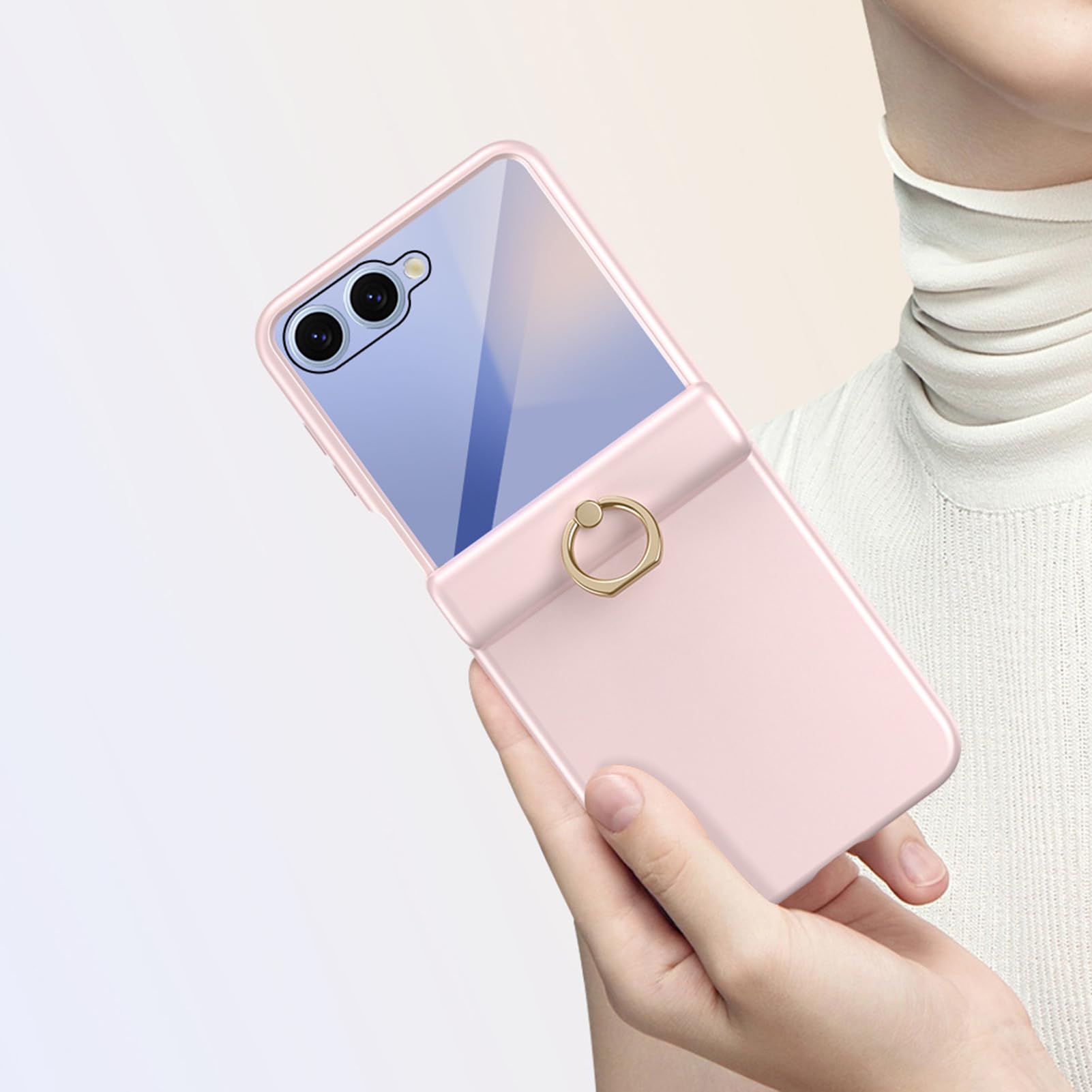 Zawiasowe etui do Samsung Galaxy Z Flip 8, obrotowe powlekanie pierścieniem, odporna na wstrząsy osłona ekranu, kompleksowa osłona, czarne, Flip 8