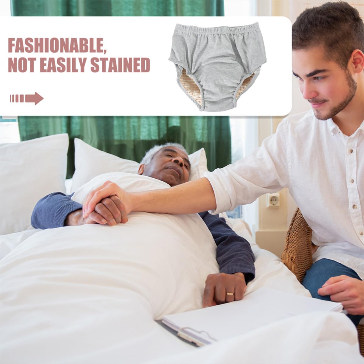 Culottes Anti-fuites pour Adultes en Coton Lavables, Lot de 2 Pièces, Protection Urinaire pour Hommes et Personnes Âgées, Design Simple et Confortable