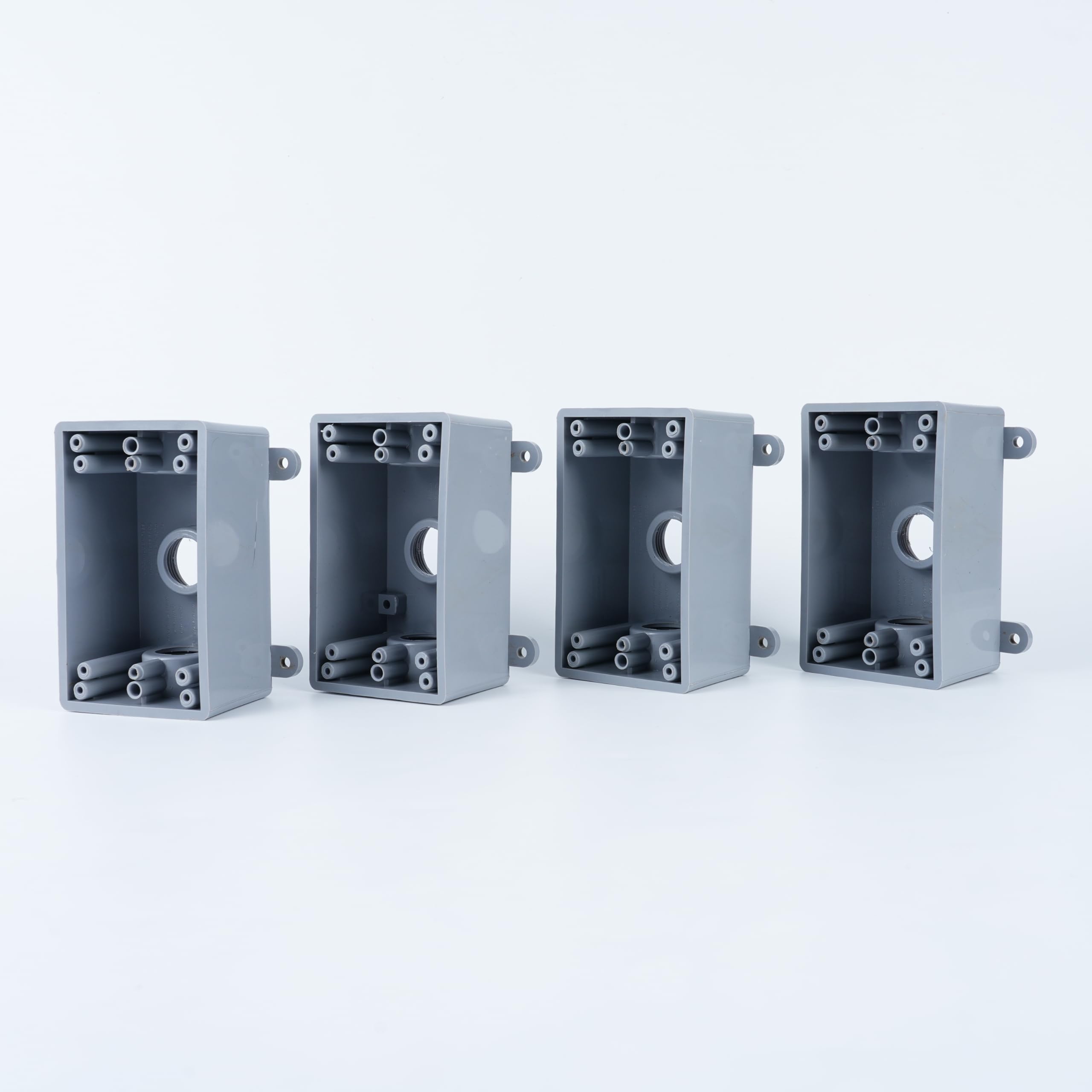 Caja de conexiones eléctrica resistente a la intemperie de 2 o 3/4 pulgadas con adaptadores, gris, instalación en interiores y exteriores (paquete de 4 unidades)