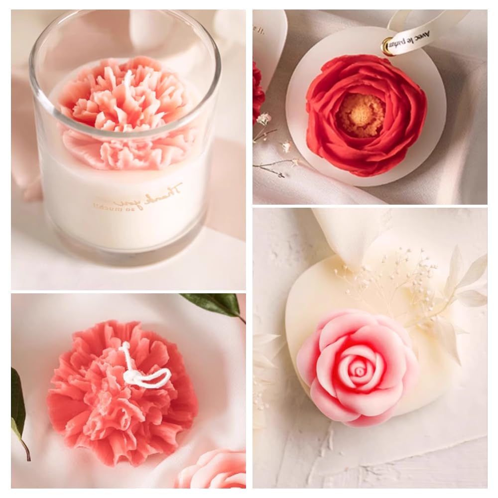 Kaarsvormen voor het maken van kaarsen bloemen kaars siliconen mal doe-het-zelf handgemaakte fondant taart bakken chocolade suiker taart gereedschap hars polymeer klei maken mal (kleur: C