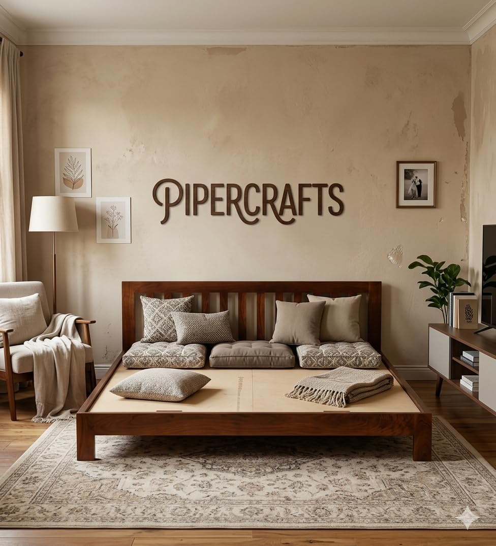 Sheesham Solid Wood Queen Size Bed in Honey Oak Finish-image-25