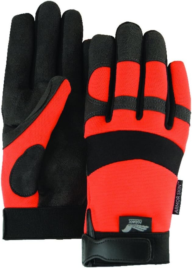 MAJESTIC 2137HO SZ 11 X-Large Majestic 2137HO Armorskin Synthetic Leather Palm Mechanic's Glove, XL, Hi/Vis Orange (Pack of 12)