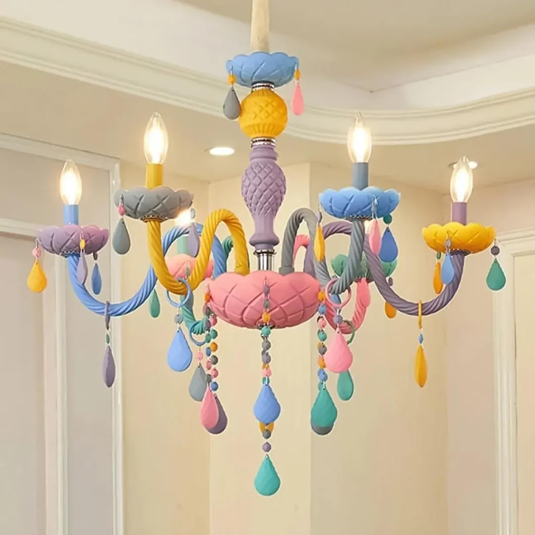 Harold Electricals Rainbow Kids Chandelier, Colorful Multi Arm Ceiling Light, Nursery Hanging Lamp, Playroom Decor Light, Kids Bedroom Decorative Lighting Fixture, Kids Room Lighting-image-34