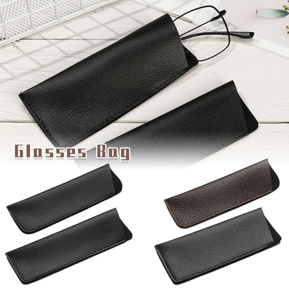 2/4 bolsas de cuero suave para gafas de lectura, impermeables, sólidas, bolsas de almacenamiento simples para gafas de sol (negro, 16 x 5,5 cm, 4 piezas), Negro-16x5.5cm, Talla única