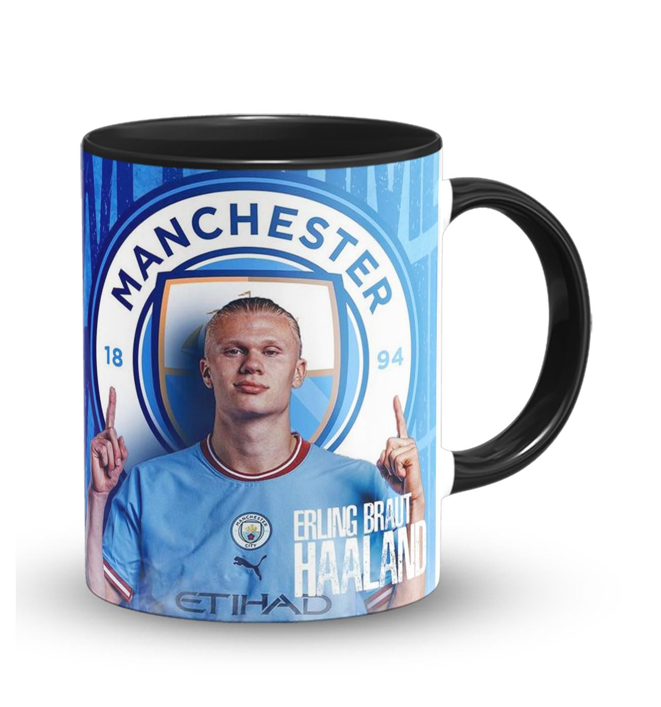 Haaland Printed Black Mug with Print | Football Coffee Mug 11oz | Milk Mug This Mug is Microwave and Dishwasher Safe 330ml | MUG-593