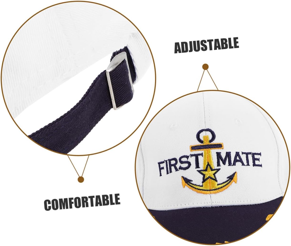 2pcs White Adjustable Sailor Caps Baseball Hats with Sun Protection for Men and Women Outdoor Boating Cruise Sports Navy Sea Caps