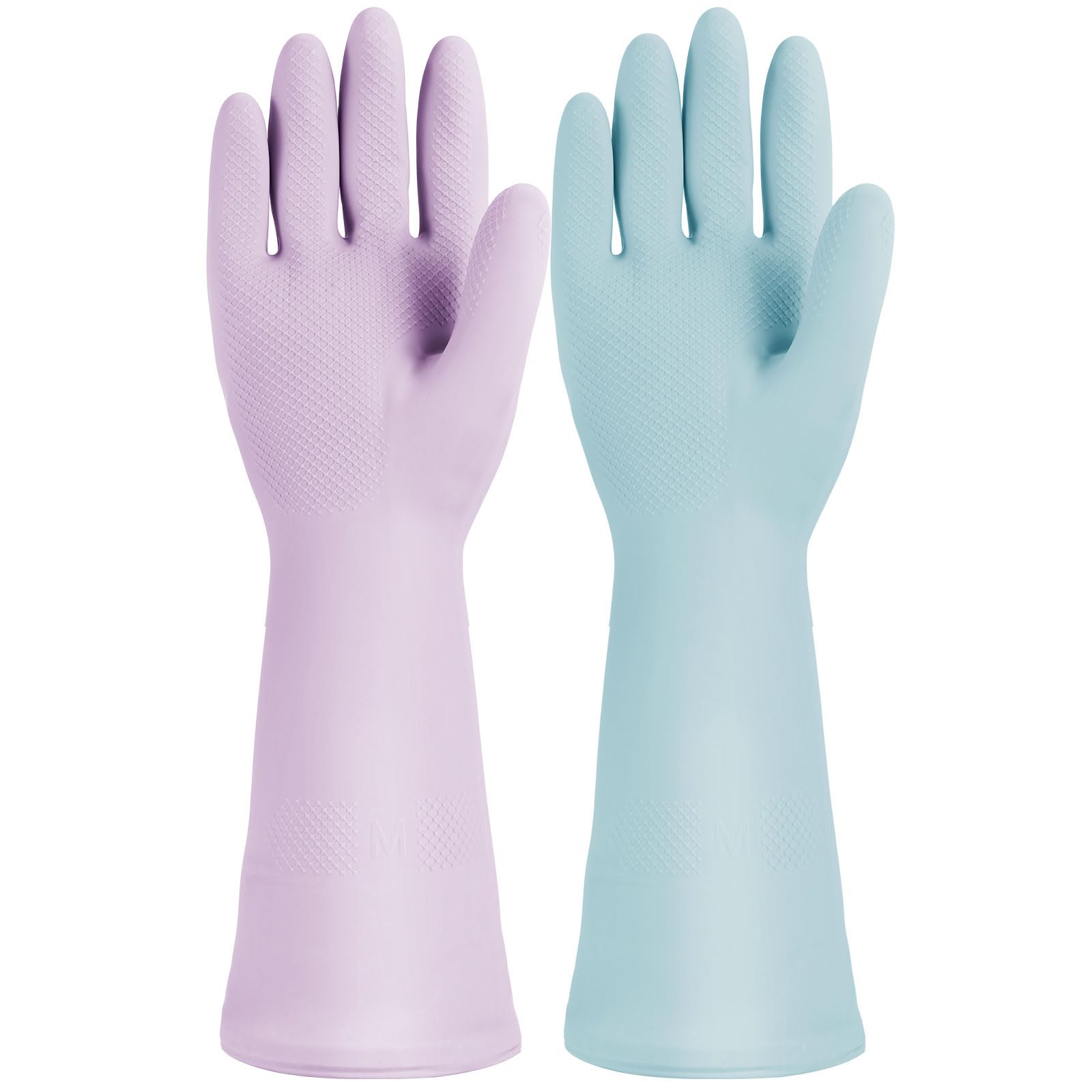2 Pairs Reusable Rubber Cleaning Gloves, Waterproof & Durable Latex Dishwashing Gloves for Kitchen, Bathroom & Household Cleaning, Flexible & Long-Lasting with Non-Slip(Medium)