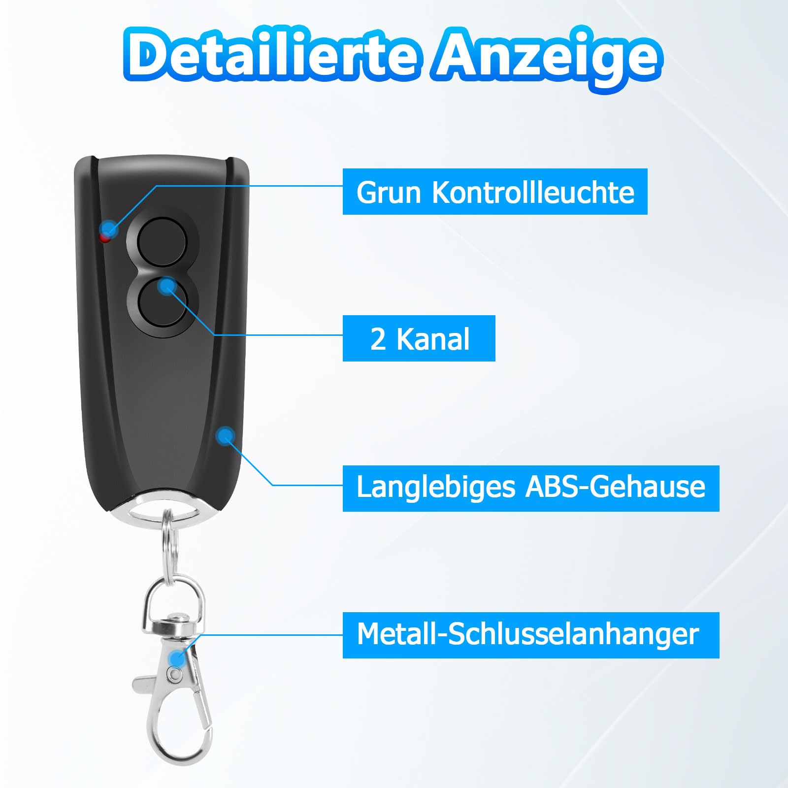 3 pezzi 433,92 MHz Telecomando per Porta da Garage per Hormann EcoStar RSC2-433 RSE2-433,RSZ1-433,Hormann Liftronic 500/700/800 per Portronic D2500/D5000/S4000（luce rossa）