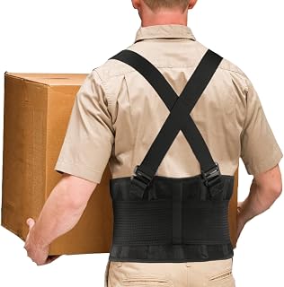 Back Brace for Lower Back Pain Relief - Lumbar Back Support Belt for Women and Men,Adjustable Removable Suspender Straps,Lower Back Belt for Heavy Lifting work,Moving and Warehouse Jobs M/L(30"-37")