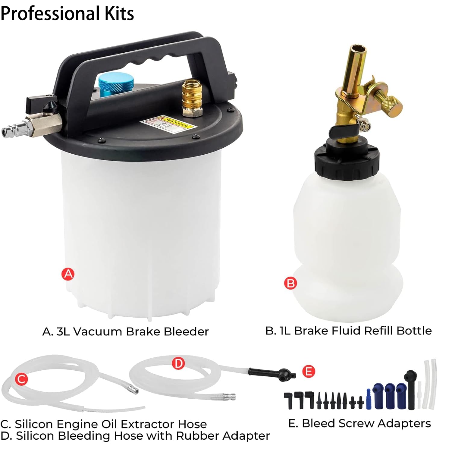 Macchina Sostituzione Liquido Freni 3L - Sistema Automatico per Auto e Moto, Kit Universale con 18 Adattatori, Design Compatto Senza Perdite