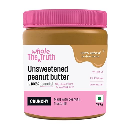 The Whole Truth - No Added Sugar Peanut Butter - Crunchy - 325g - Unsweetened - Vegan - Gluten Free